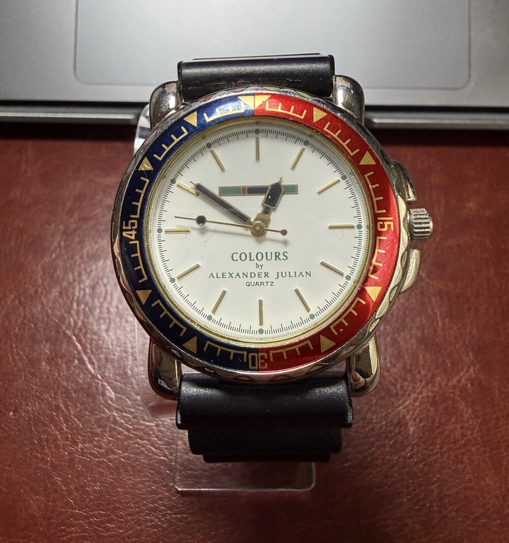 Colours by Alexander Julian Quartz Watch Red Blue Bezel Vintage Style Working